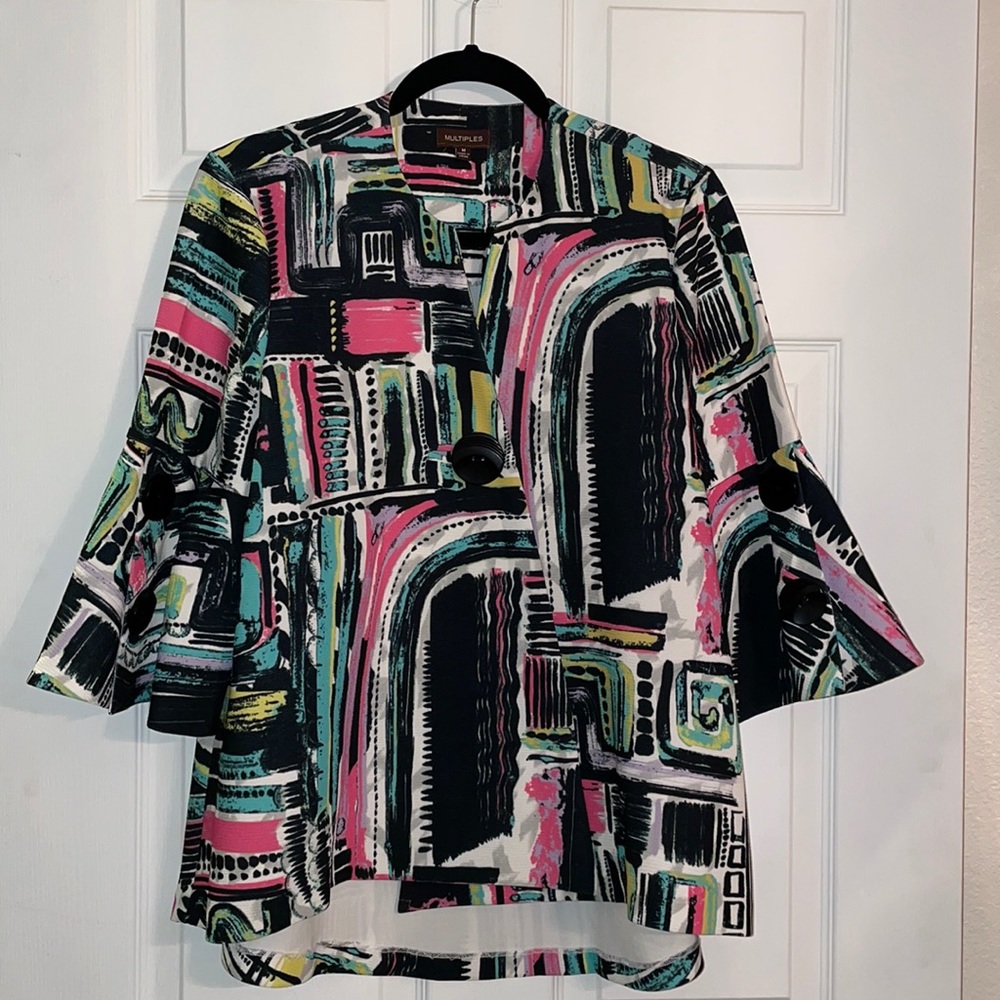 Multiples Abstract Pattern Jacket - Pink, Black, White